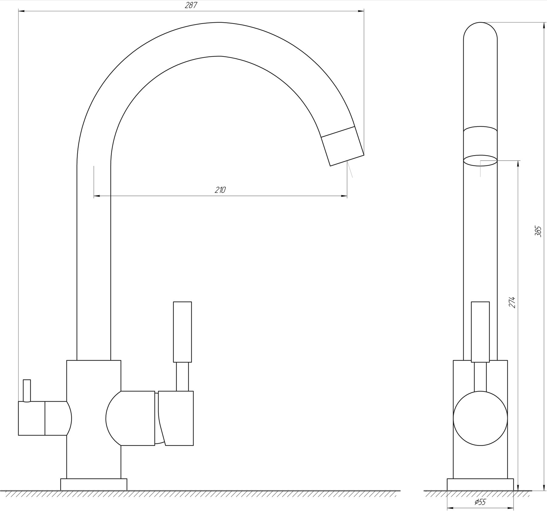 Смеситель для кухни под осмос Globus Lux GLLR-0333-8-StSTEEL - фото 2