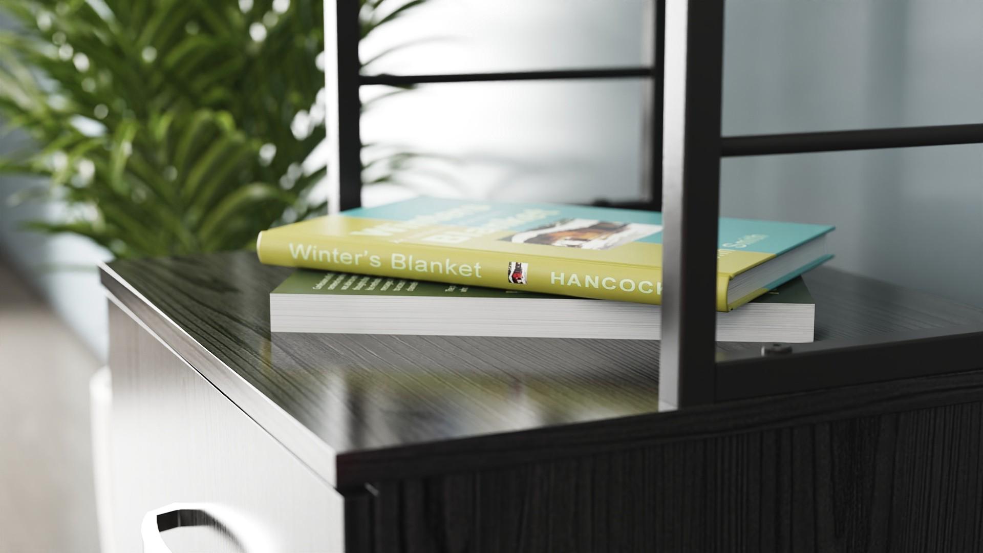 Стіл-тумба трансформер Ferrum-decor Смарт 4/2 з етажеркою метал/ДСП 16 мм 1430x1450x600 мм Чорний/Сосна Кембра (FRD-105132) - фото 2