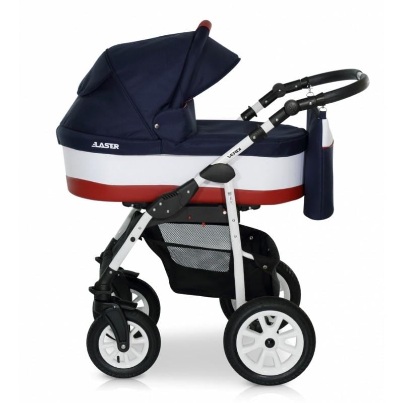 Коляска Verdi Laser универсальная 2в1 с дождевиком и сумкой Синий/Белый