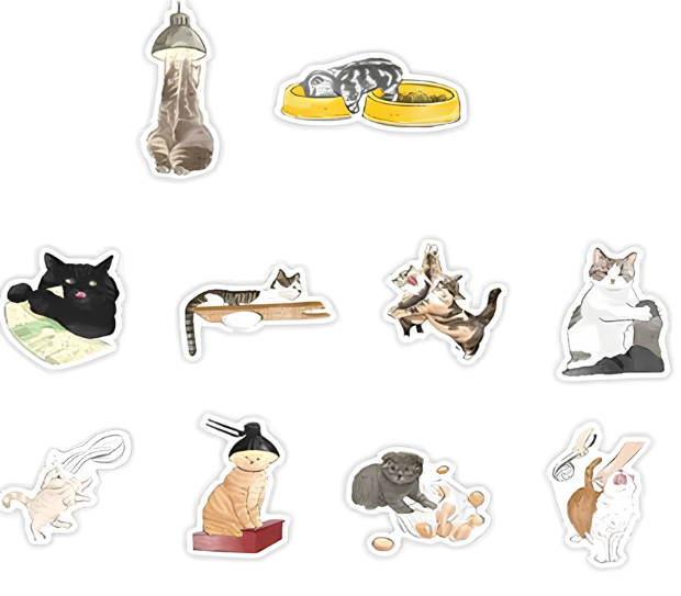 Набор наклеек Милые Котики-мемы для гаджета/телефона 10 шт. (10057)