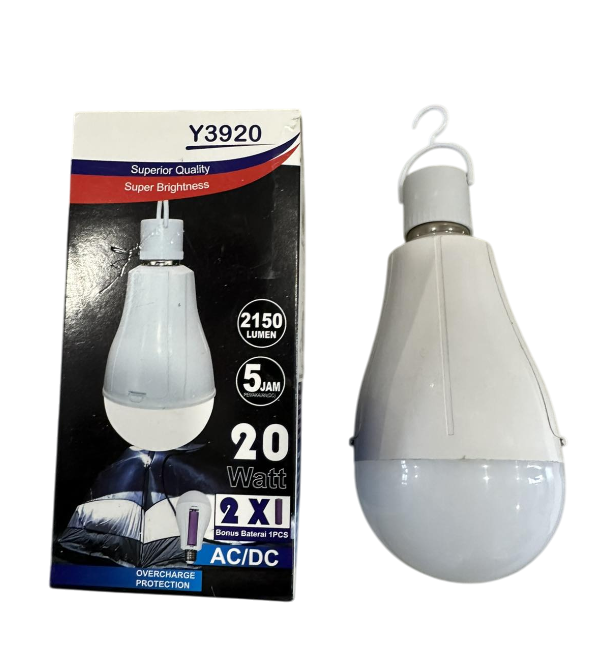 Світлодіодна лампочка Y-3920 20W E27 6500K з двома акумуляторами та гачком