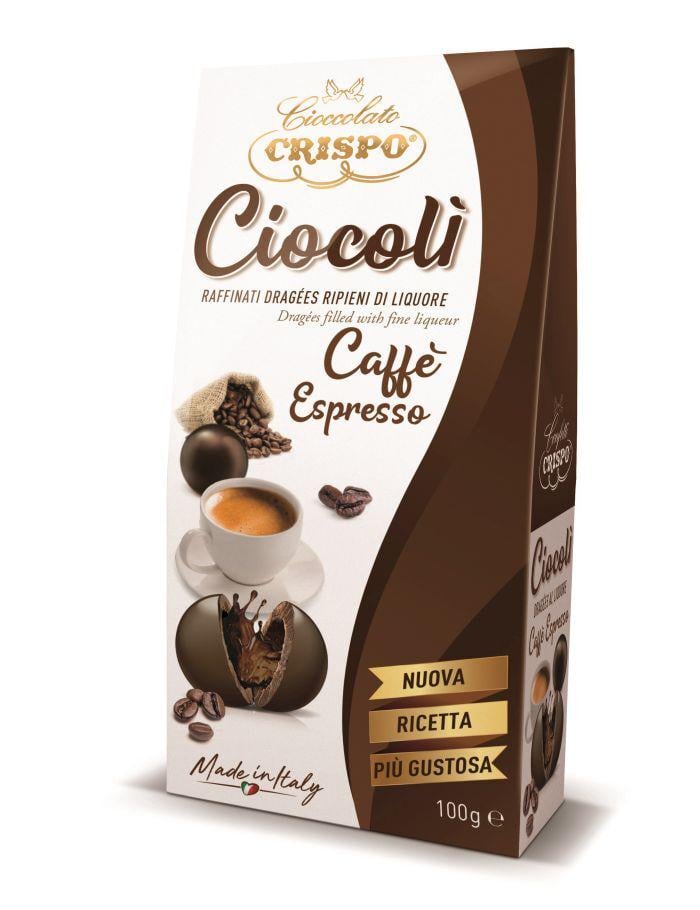 Цукерки-кульки з шоколаду Crispo Ciocoli Caffe Espresso праліне зі смаком кави 100 г