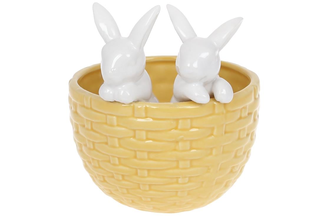 Кашпо Кролики в кошику BonaDi 15 см (733-397)