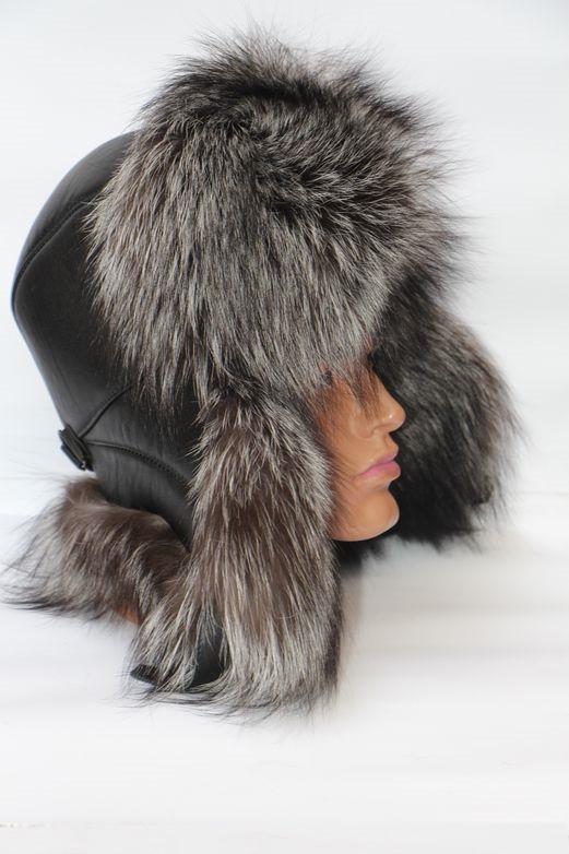 Шапка ушанка натуральная мужская из меха чернобурки (29085)