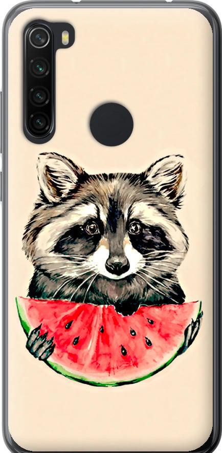 Чехол на Xiaomi Redmi Note 8 Енотик с арбузом (4605u-1787-42517)