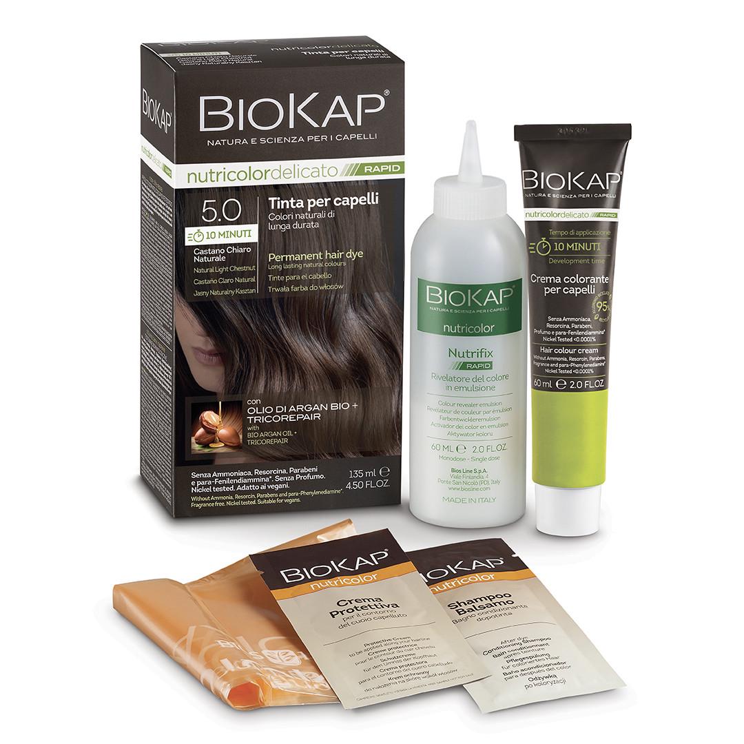Краска для волос Bios Line BioKap Nutricolor Delicato Rapid 135 мл 5.0 Castano Chiaro Naturale - фото 1