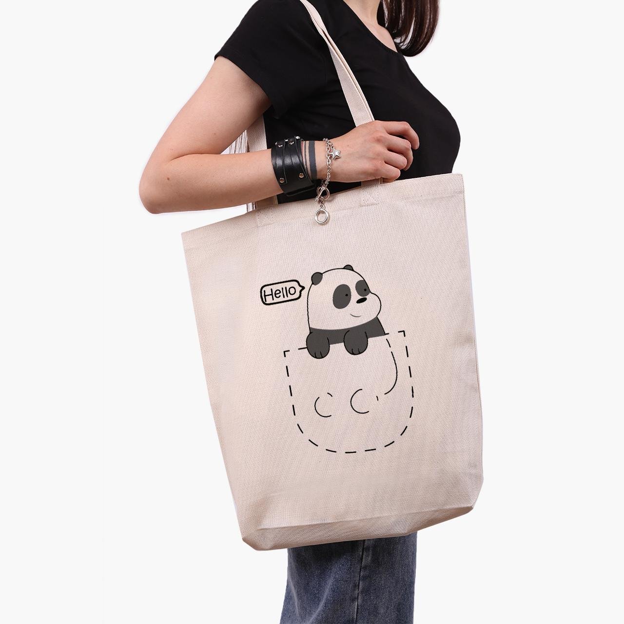 Еко сумка шоппер We Bare Bears 41x39x8 см Бежевий (9227-2903-WTD)