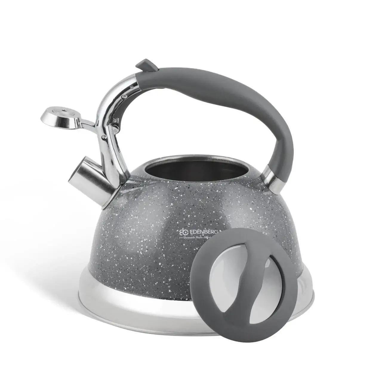 Чайник с свистком для индукционной плиты Edenberg EB-1955 3 л из нержавеющей стали Серый (2530556600) - фото 2 Чайник с свистком для индукционной плиты Edenberg EB-1955 3 л из нержавеющей стали Серый (2530556600) - фото 2