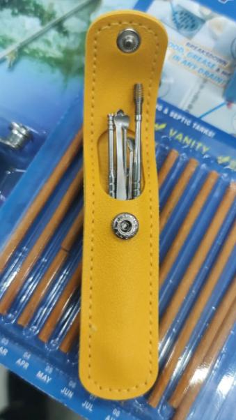 Набір інструментів Tool Set для чищення вух у комплекті з чохлом 6 шт. Жовтий - фото 7
