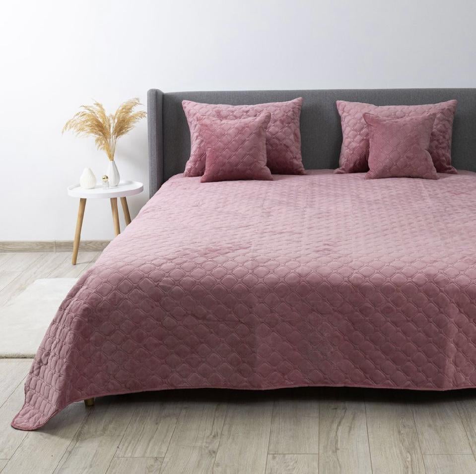 Покрывало велюровое без наволочек 240х260 см Розовый