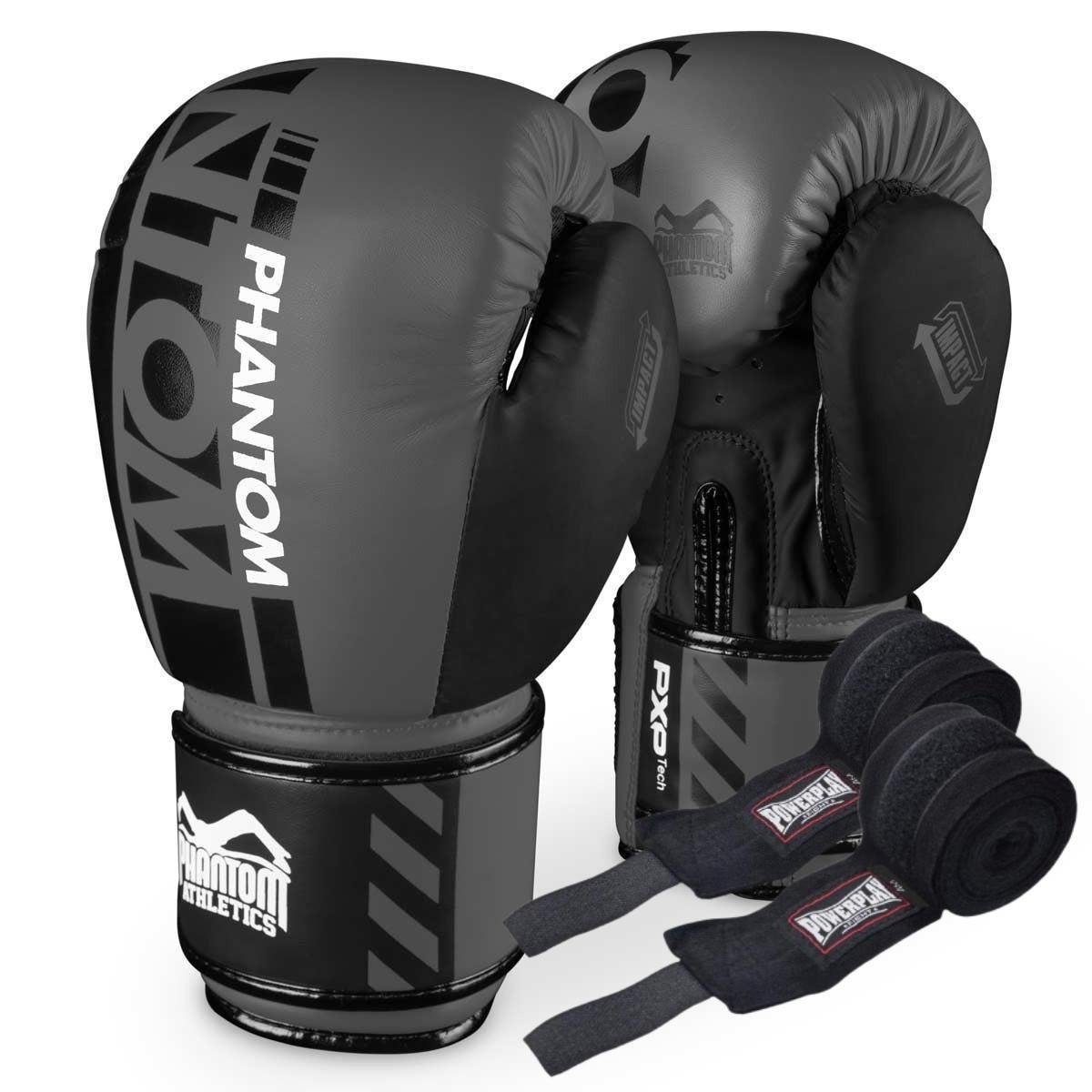 Боксерські рукавиці Phantom APEX з бинтом 4 м 16 ун. Grey (PHBG2987-16)