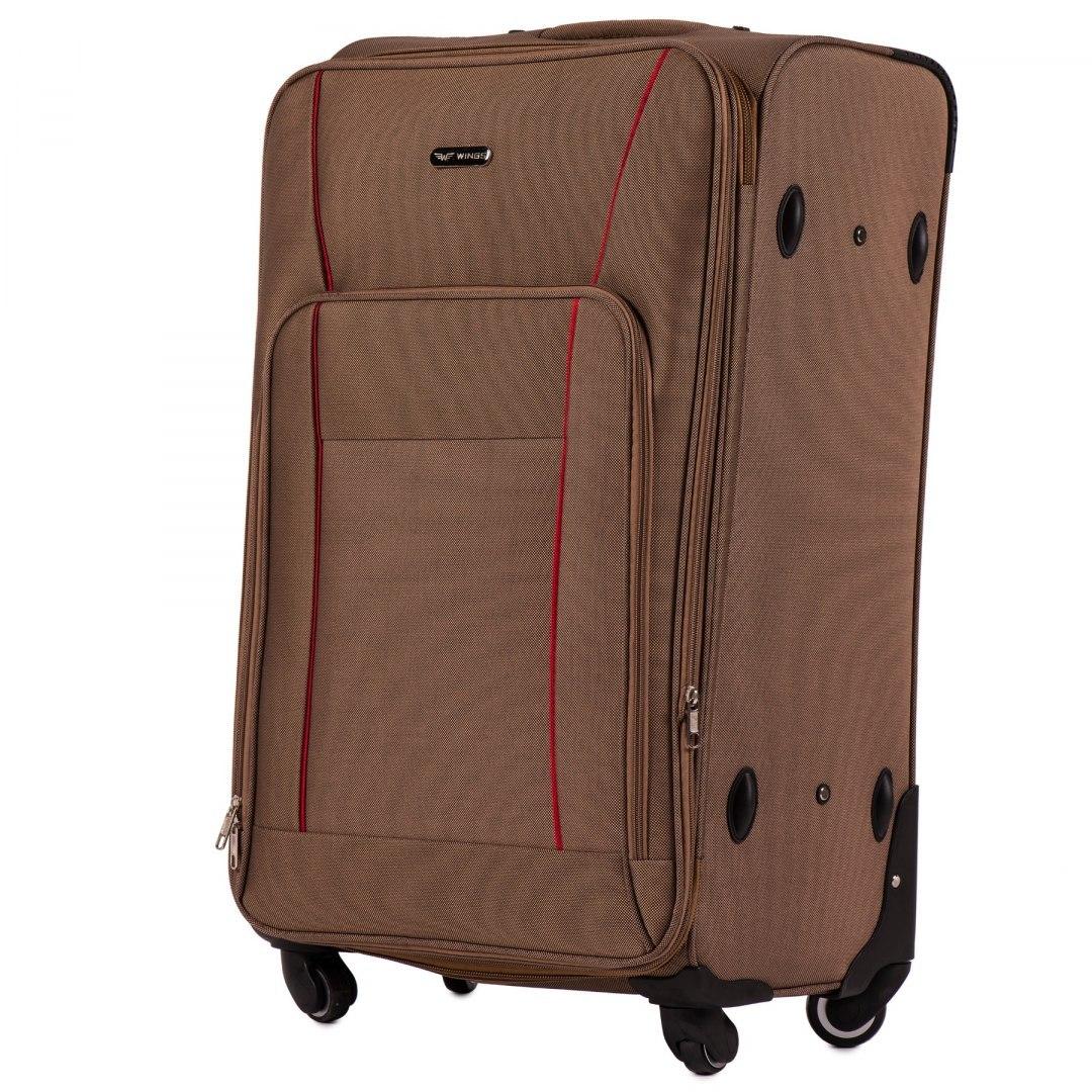 Валіза тканинна Wings 1609 велика на 4 колесах 76х48х35 см 106 л Пісочний