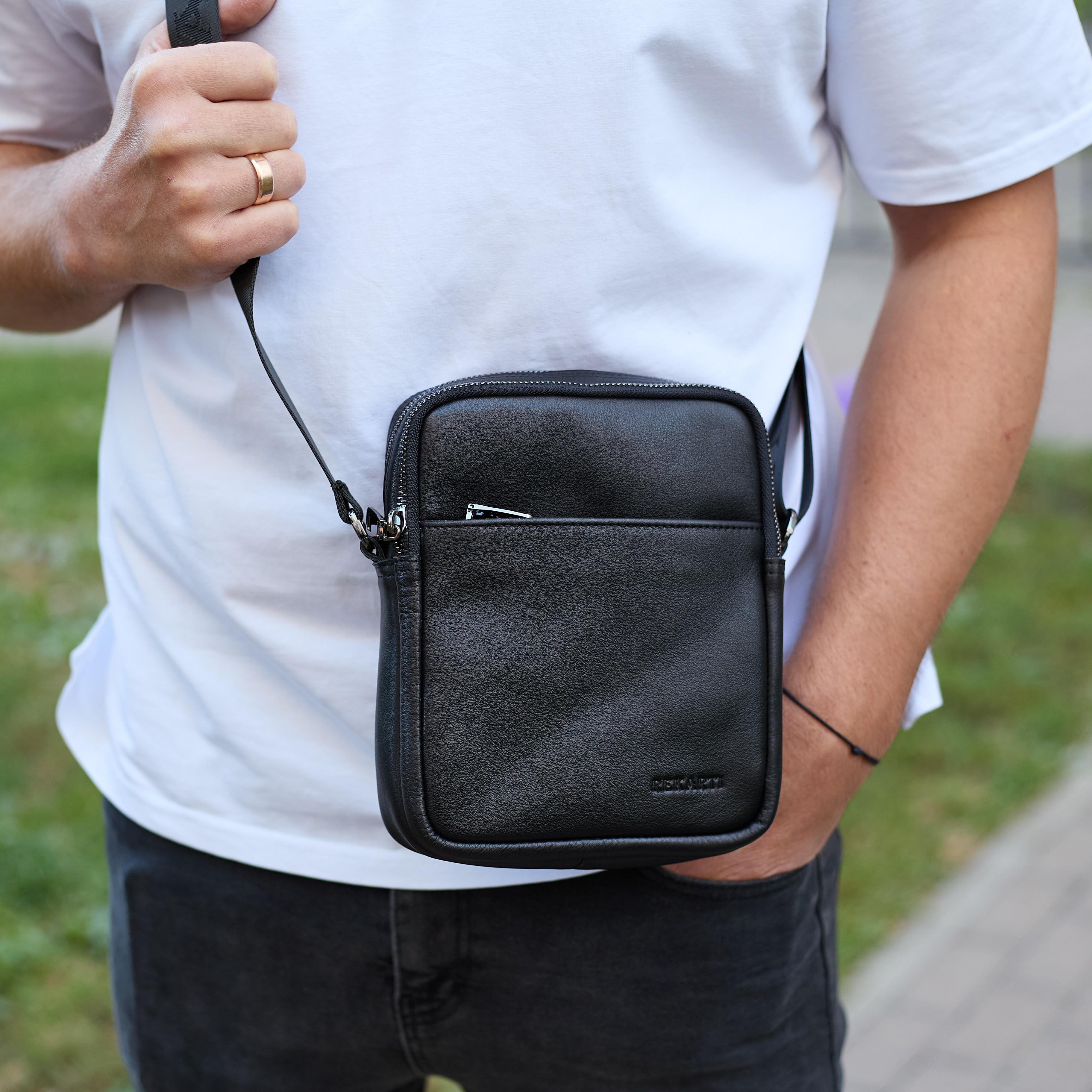 Мужская барсетка через плечо Tiding Bag 20х16х6 см Черный (28475)