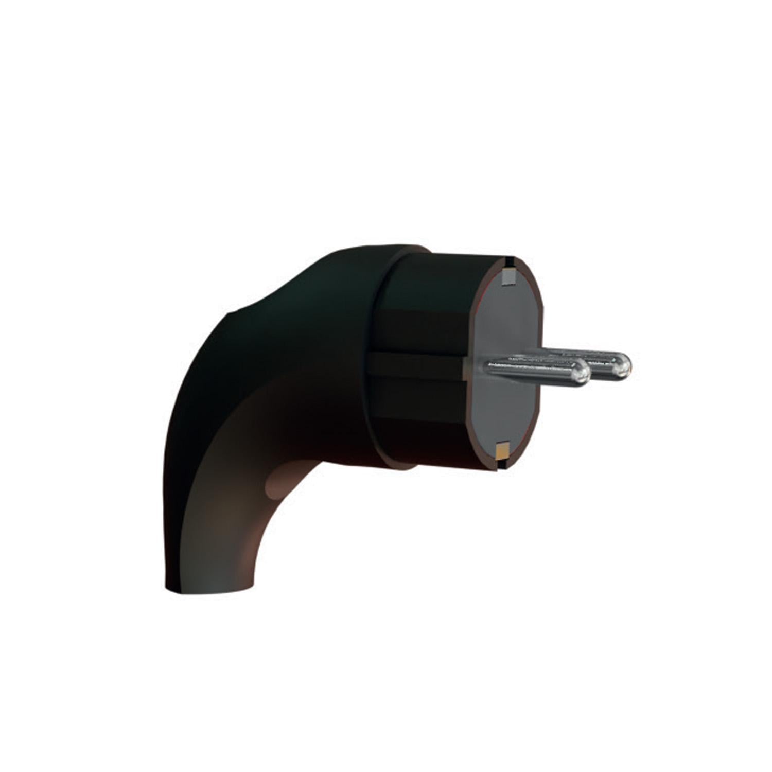 Вилка угловая каучуковая с заземлением штепсельная 16А Черный