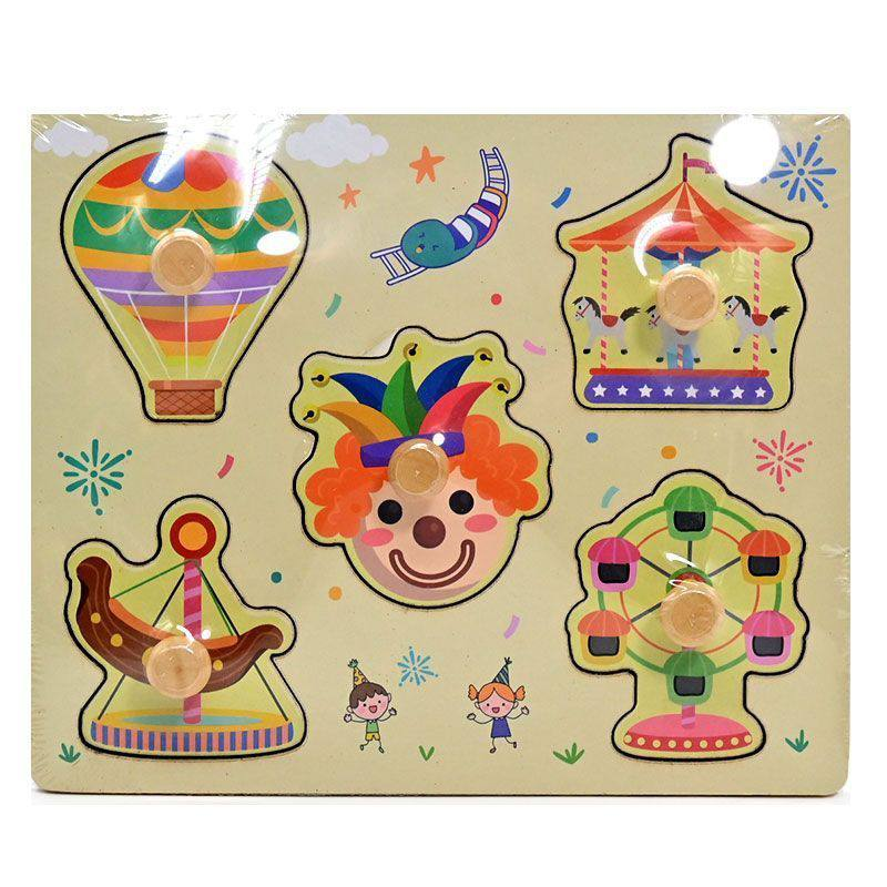 Деревянные пазлы вкладыши Fun Game С 73250 Веселый цирк с рисунком под вкладышем (2658611574)