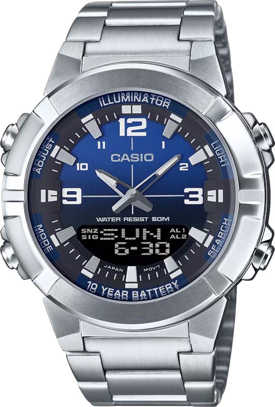 Часы мужские Casio AMW-870DA-2A1 мировое время синий циферблат