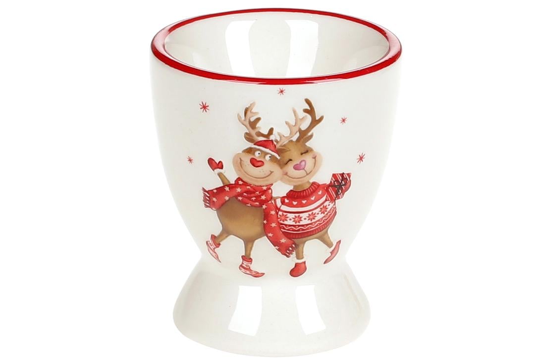 Подставка под яйцо керамическая с объемным рисунком BonaDi Новогодние Олени 6,6 см (DM708-X)