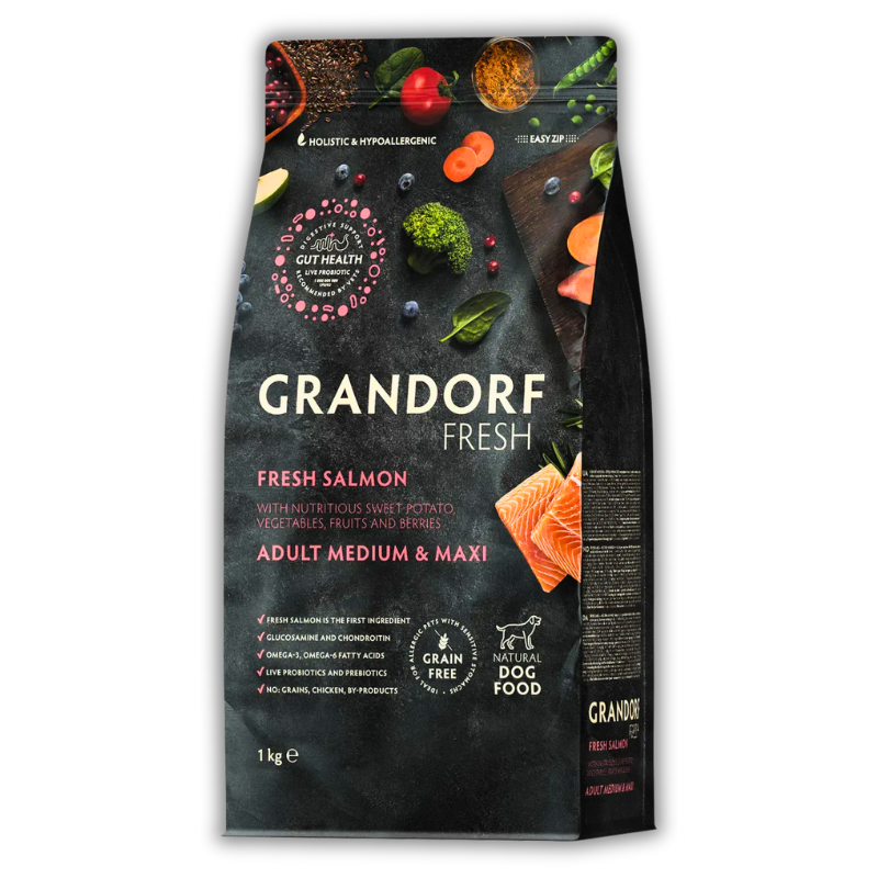Корм сухий для собак Grandorf Fresh Лосось з бататом для дорослих собак середніх та великих порід 1 кг (94901)