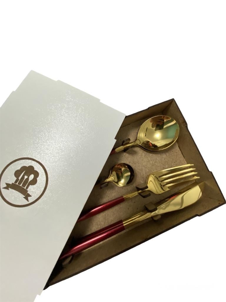 Набір столових приборів Kitchen на 2 персони Бордовий (1643373491) - фото 5 Набір столових приборів Kitchen на 2 персони Бордовий (1643373491) - фото 5