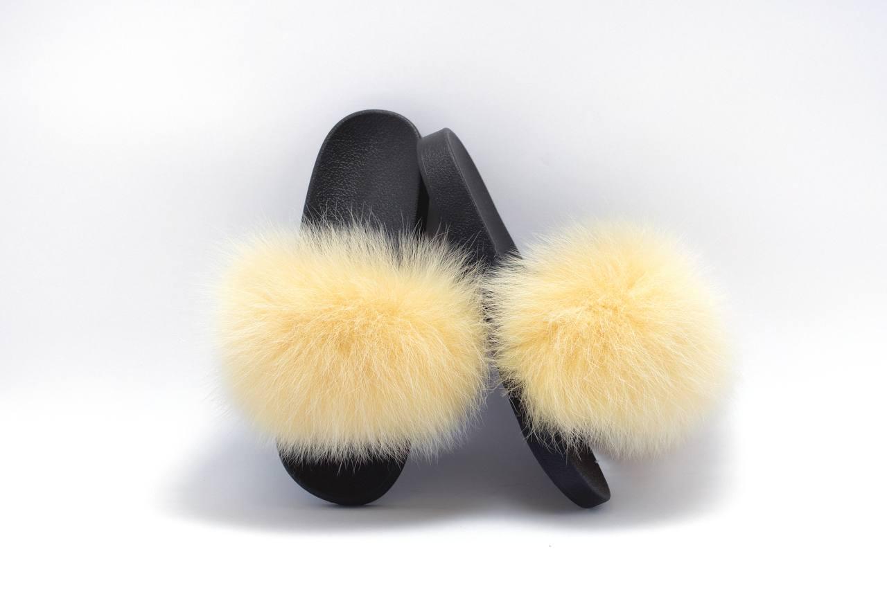 Тапочки Алвані з натуральним хутром песця р. 40 Жовтий - фото 2 Тапочки Алвані з натуральним хутром песця р. 40 Жовтий - фото 2