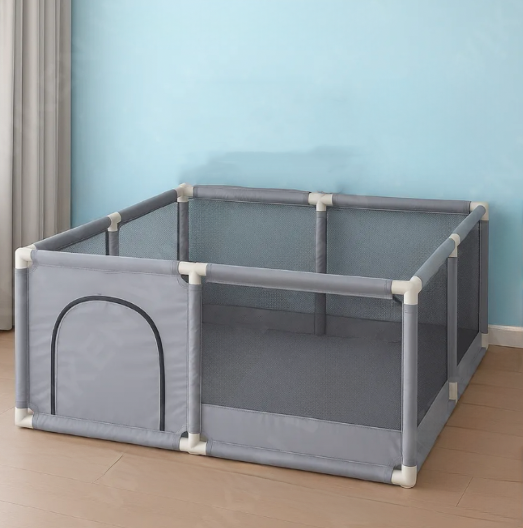 Дитячий ігровий манеж-огорожа з кишенею для іграшок 125х125х64 см Сірий (Е500305)