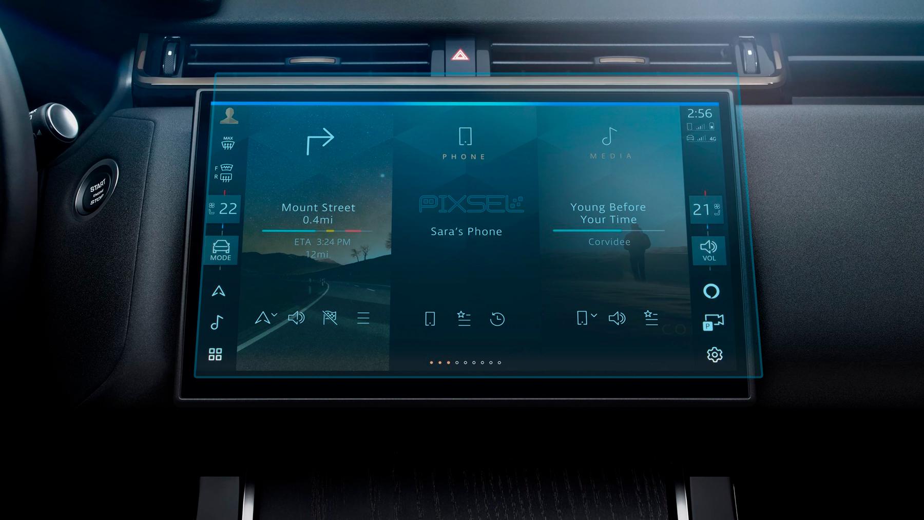 Стекло защитное Pixsel гибридный глянец на монитор Land Rover Range Rover Velar 12,1“ 2023