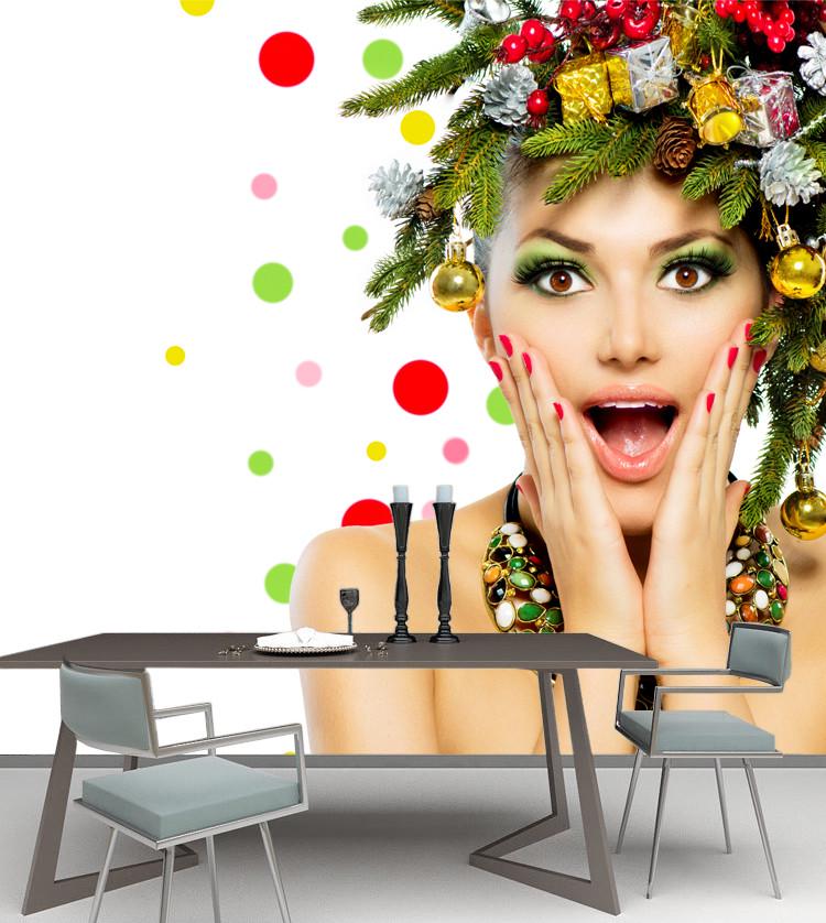 Фотообои флизелиновые красота и мода для спальни/зала/кухни моющиеся Новогодний образ