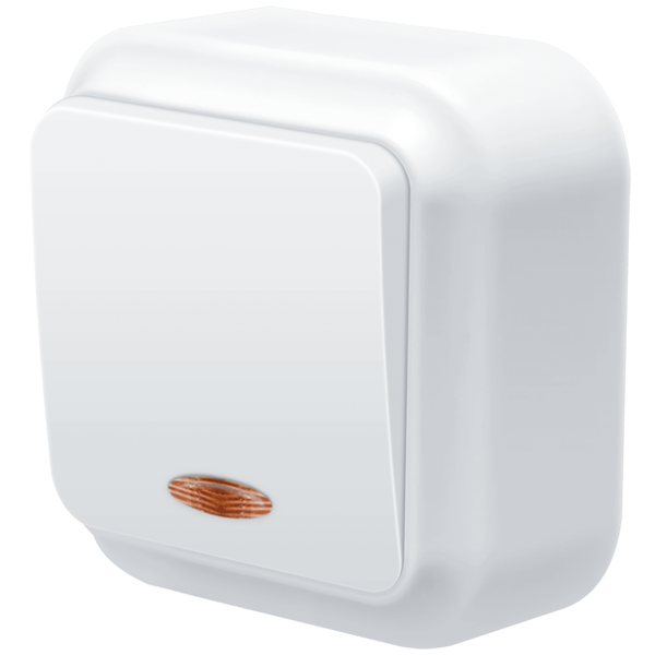 Вимикач одноклавішний накладний з підсвіткою MARSHEL VO10-139 White