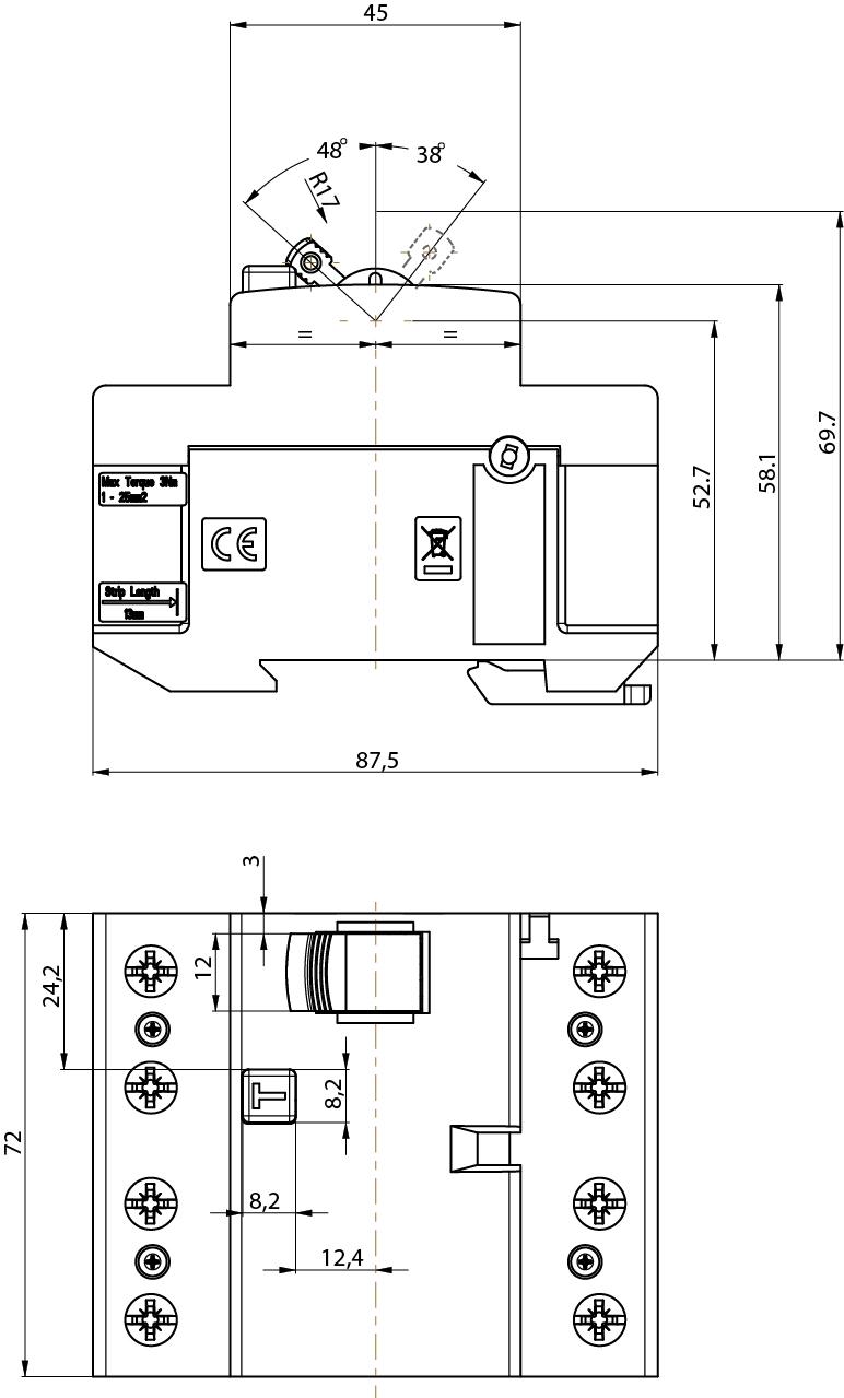 Пристрій захисного відключення ETI EFI-P4 3P+N 25А 30 мА тип AC (2061611) - фото 2