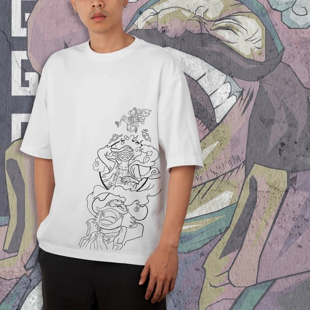 Футболка чоловіча з принтом Ван Піс Luffy Sun God р. 48 (Anime0153)