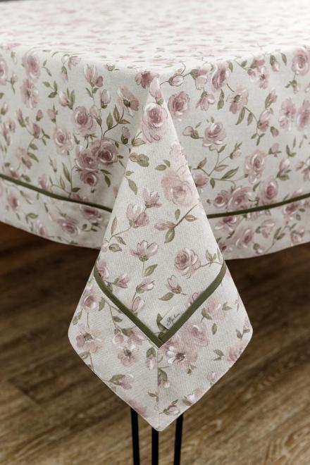 Скатерть Прованс Тереза Цветочки с кантом 120x133 см