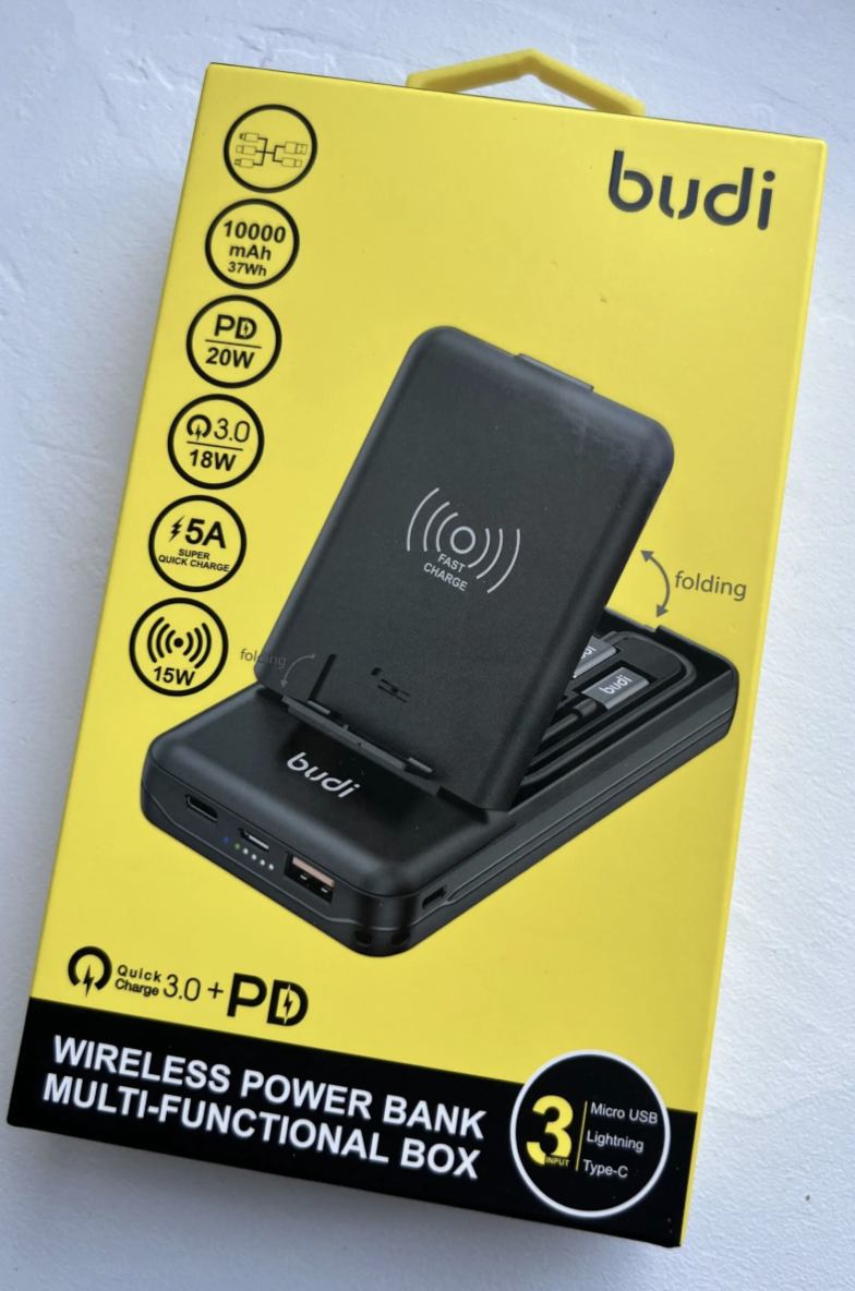 Повербанк Budi Power Bank Multi Functional Box 10000mAh 20W 3.0 с беспроводной зарядкой Black (36227416)