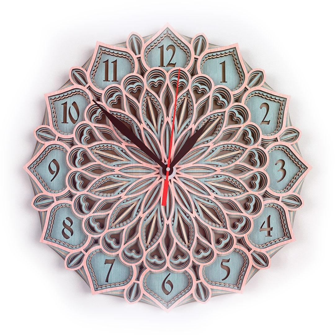 Настенные часы из дерева Мандала MCLO10015 окрашенные