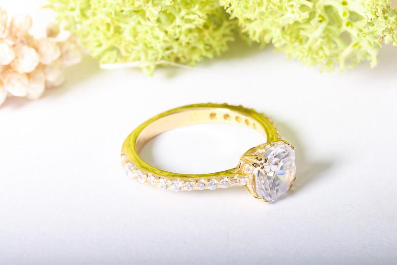 Каблучка жіноча золота з фіанітами р. 14 (2018847044) - фото 2