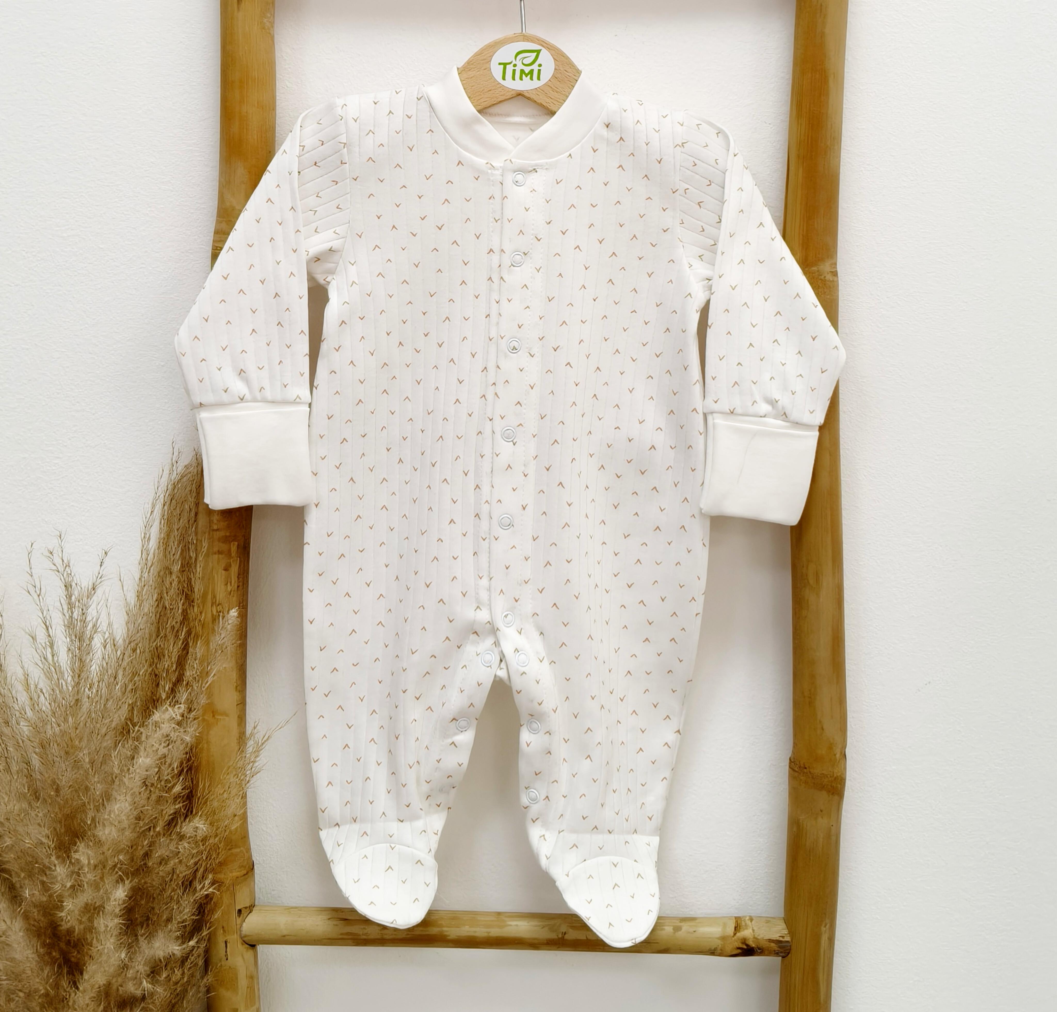 Чоловічок в рубчик Тімі текс Галочки ручки закриваються 62 см Молочний