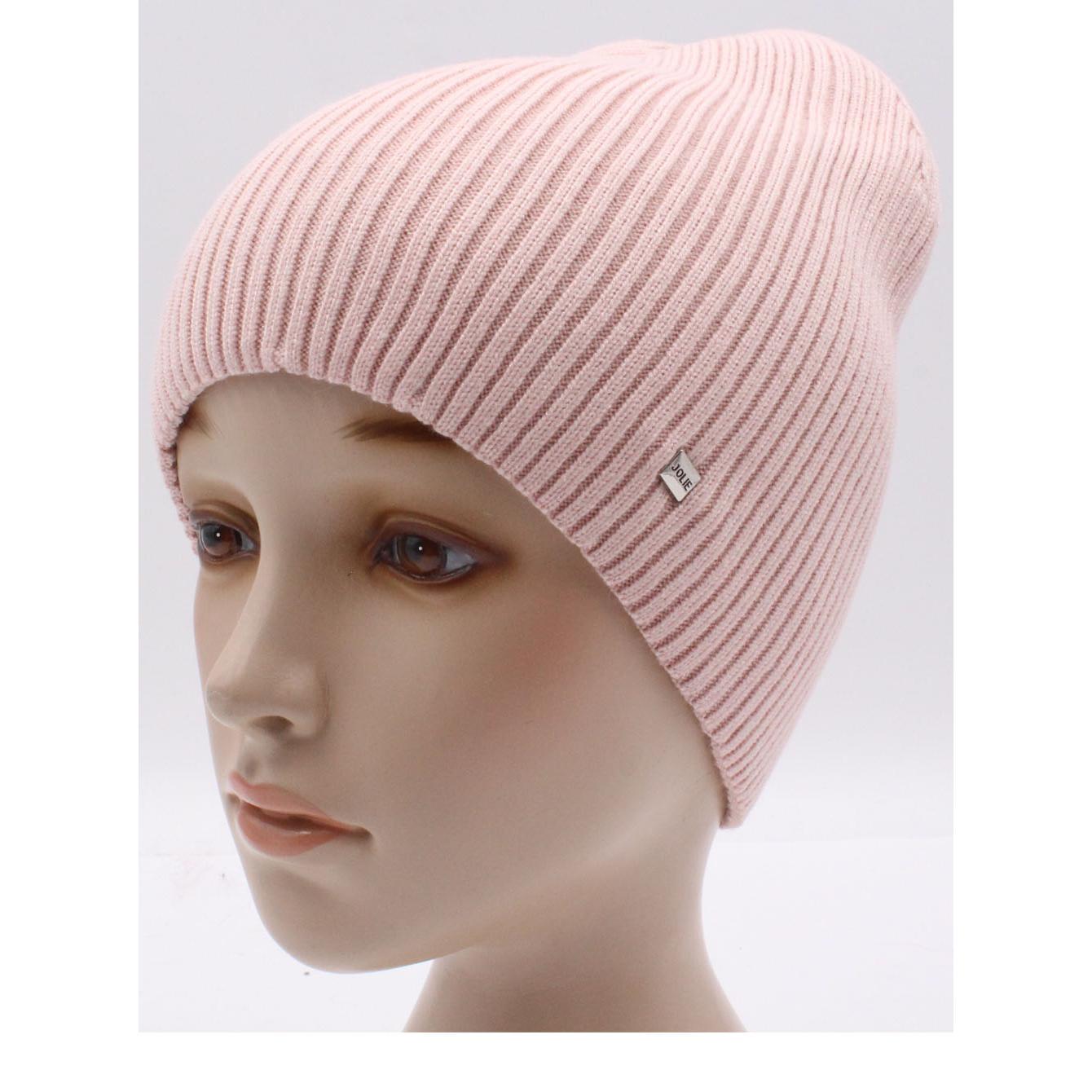 Шапка жіноча подвійна Leks Монако one size Світлий пудровий