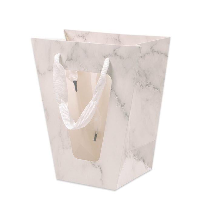 Набір паперових сумочок для квітів із прозорим пластиковим віконцем 39177 12 шт. Білий мармур (DR015561) Набір паперових сумочок для квітів із прозорим пластиковим віконцем 39177 12 шт. Білий мармур (DR015561)