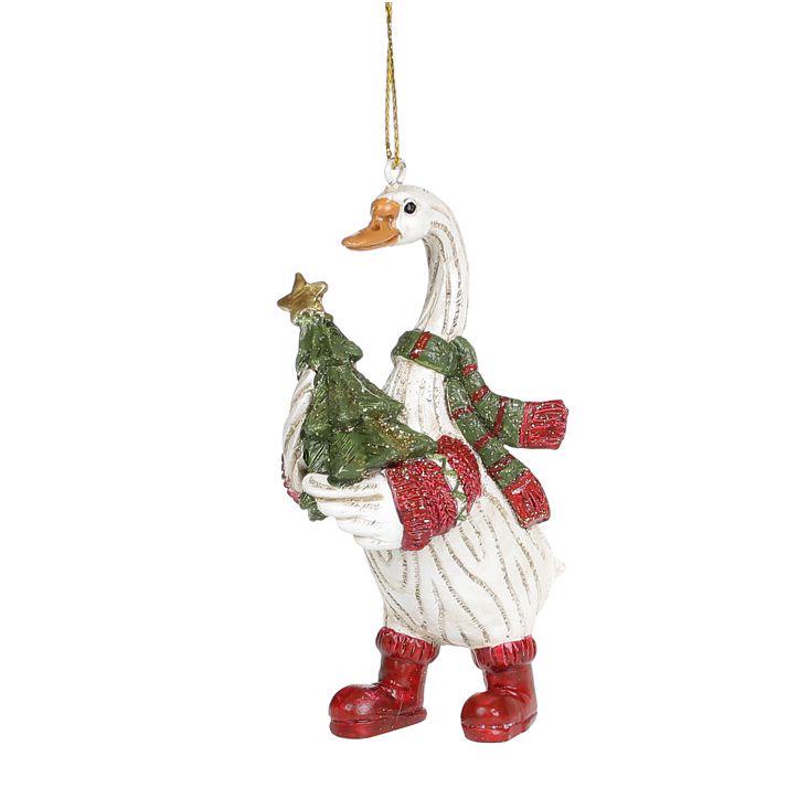 Декоративная подвеска Bonadi Гусь Рождественский Дизайн 4 11,5 см Бело-красно-зеленый (707-792)