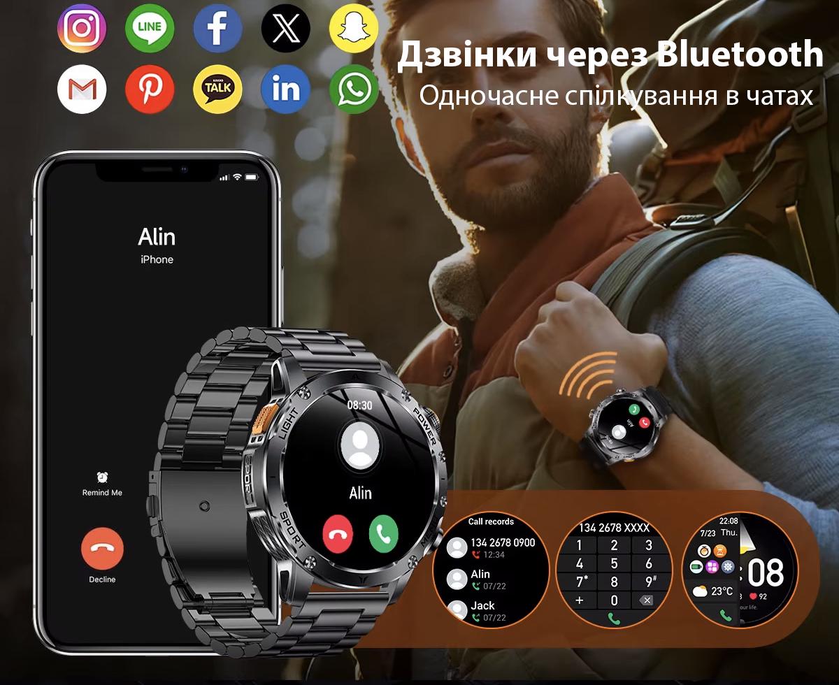 Смарт-годинник військовий Smart Power Ultra AK87 з двома ремінцями (29015269) - фото 11