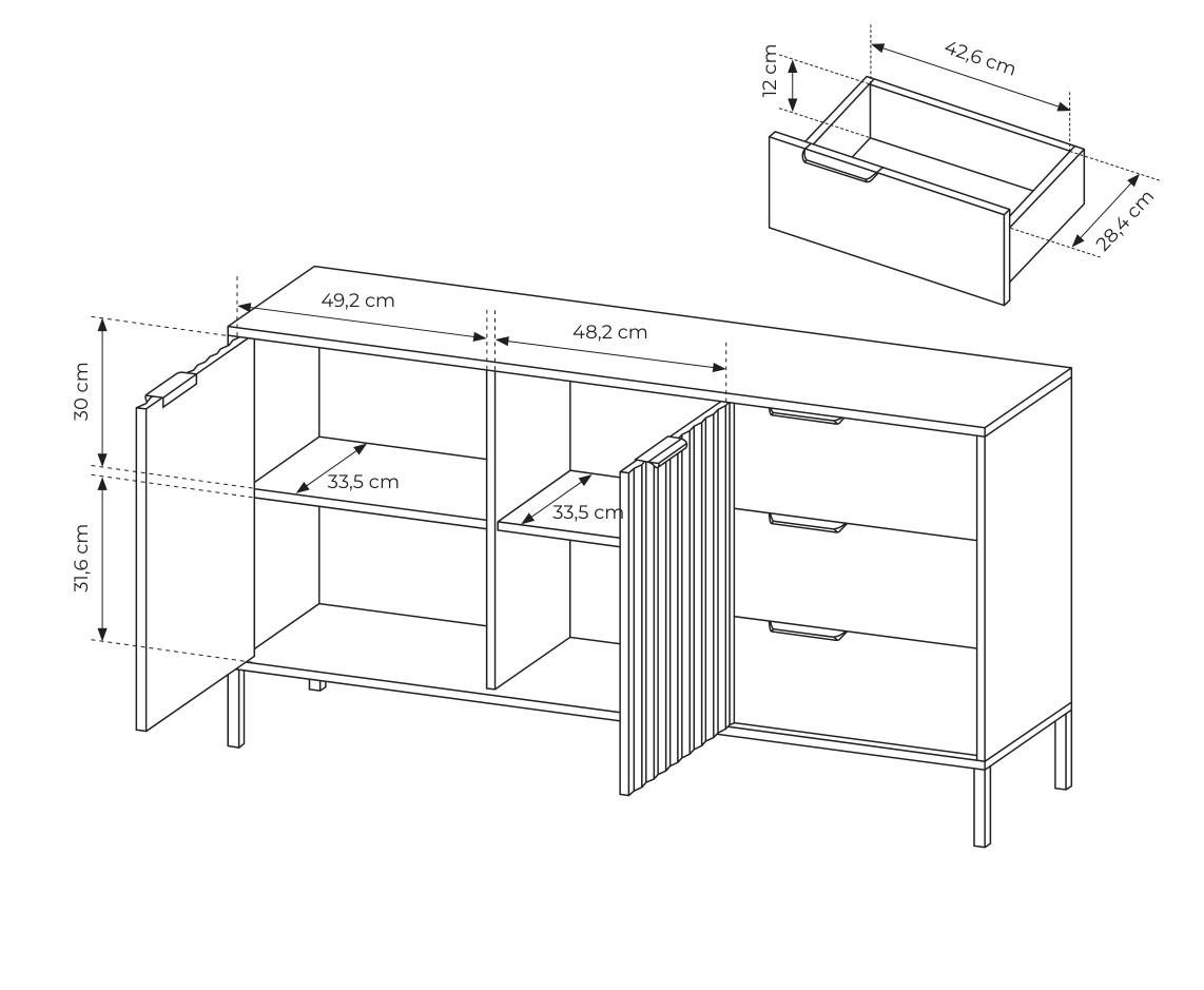 Комод Perfect Home Rave 2D3S/153 2-дверный с 3 ящиками Бежевый/Викинг (PFH-091083) - фото 4 Комод Perfect Home Rave 2D3S/153 2-дверный с 3 ящиками Бежевый/Викинг (PFH-091083) - фото 4