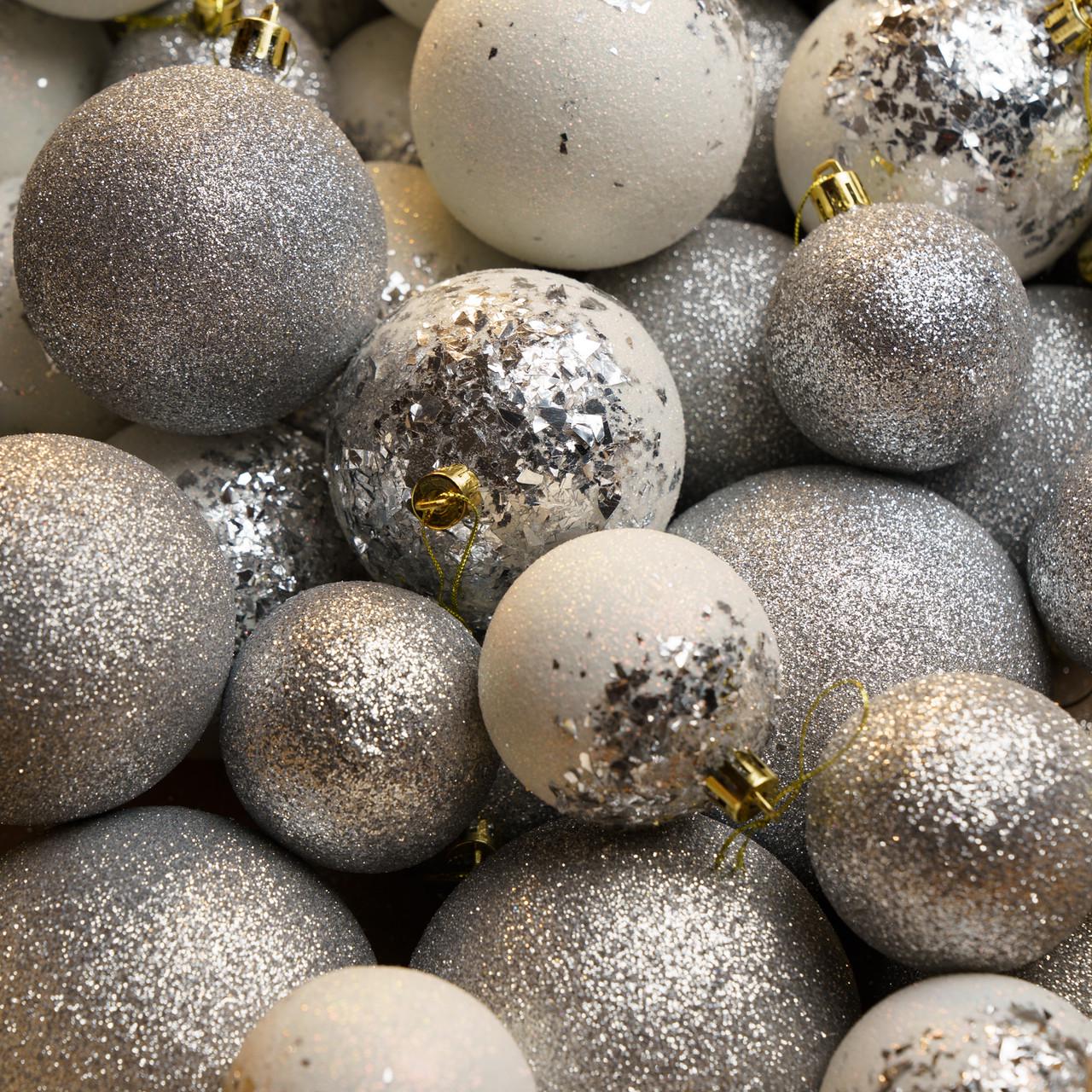 Набор шаров новогодних Битое стекло 40 шт. Серебряный (2765836631) - фото 3 Набор шаров новогодних Битое стекло 40 шт. Серебряный (2765836631) - фото 3