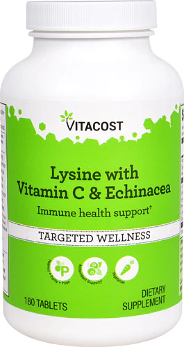 Аминокислота Vitacost Lysine with Vitamin C & Echinacea 180 таблеток (844197016433)