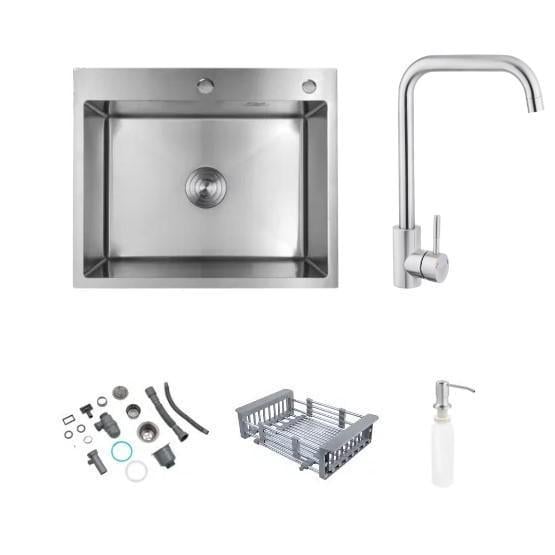Мойка Kroner 6050HM и смеситель для кухни Kroner KRP Edelstahl Klassisch ESG037