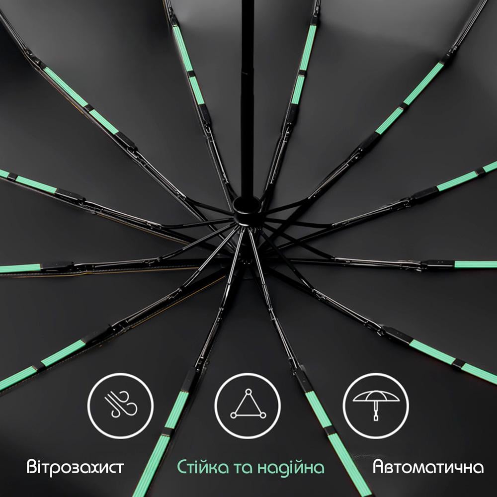 Парасолька автоматична двошарова від дощу і сонця LOSSO Elite 105 см М'ятно-зелений (526302014) - фото 6 Парасолька автоматична двошарова від дощу і сонця LOSSO Elite 105 см М'ятно-зелений (526302014) - фото 6
