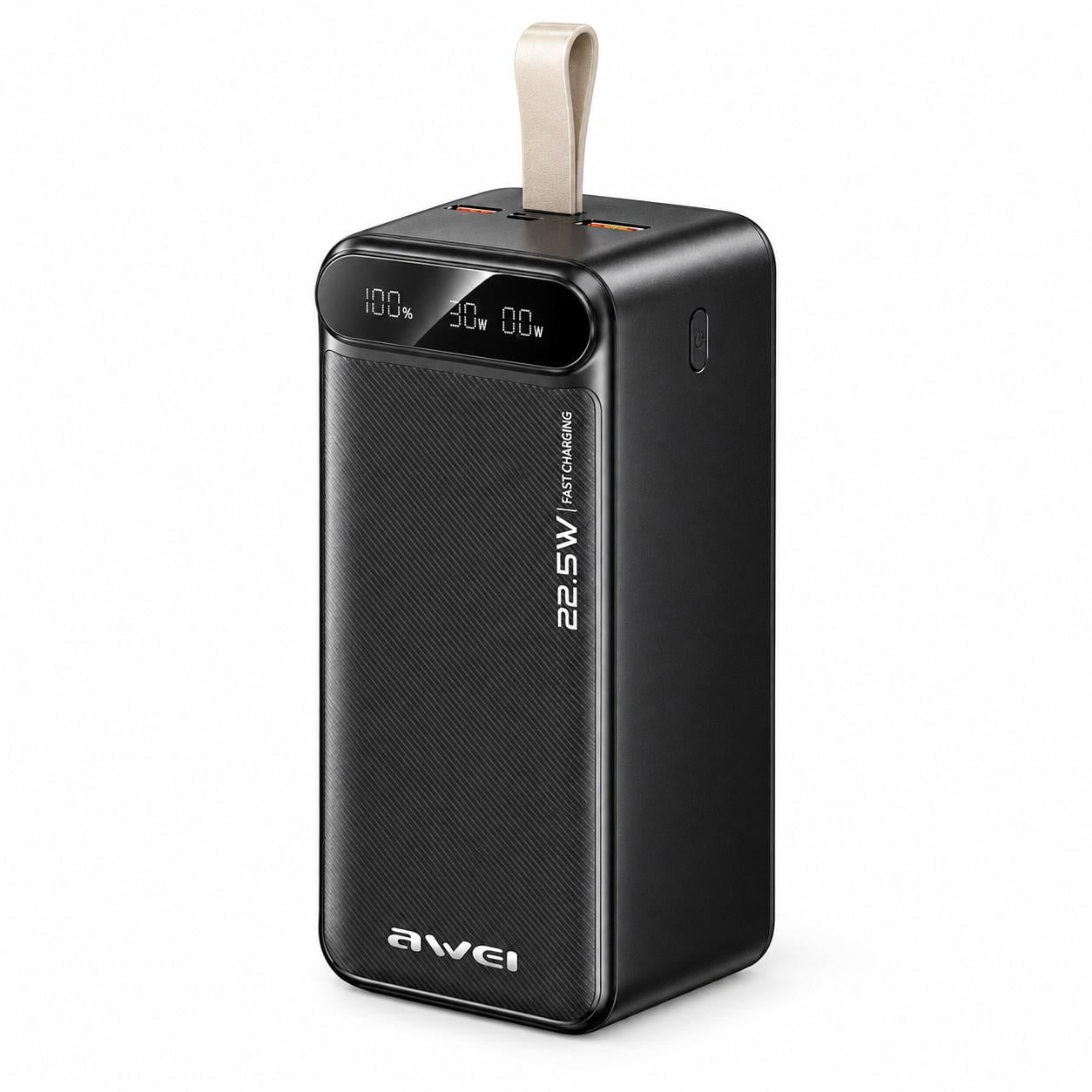 Повербанк Awei PA-13 USB-C PD с цифровым дисплеем и быстрой зарядкой 22,5 Вт 50000 mAh Черный (38810126)