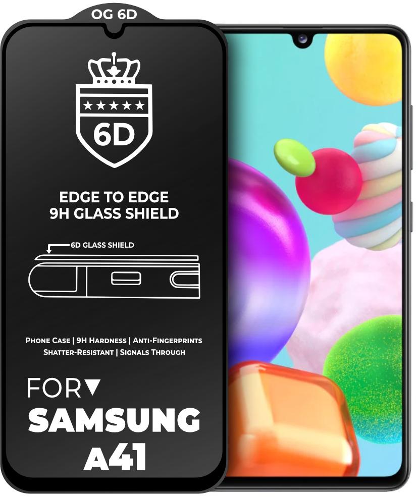 Защитное стекло 6D OG Crown для Samsung Galaxy A41 A415 Black (19031)