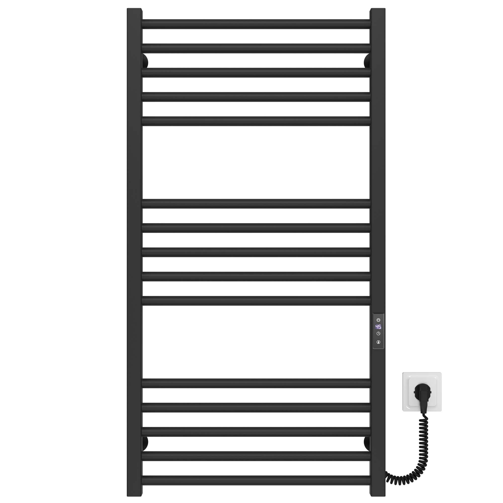 Полотенцесушитель электрический Deffi Lima П15 JD04 правое подключение нержавеющая сталь 500x1000 мм Черный (A.LI.100.50.15.EBR2)