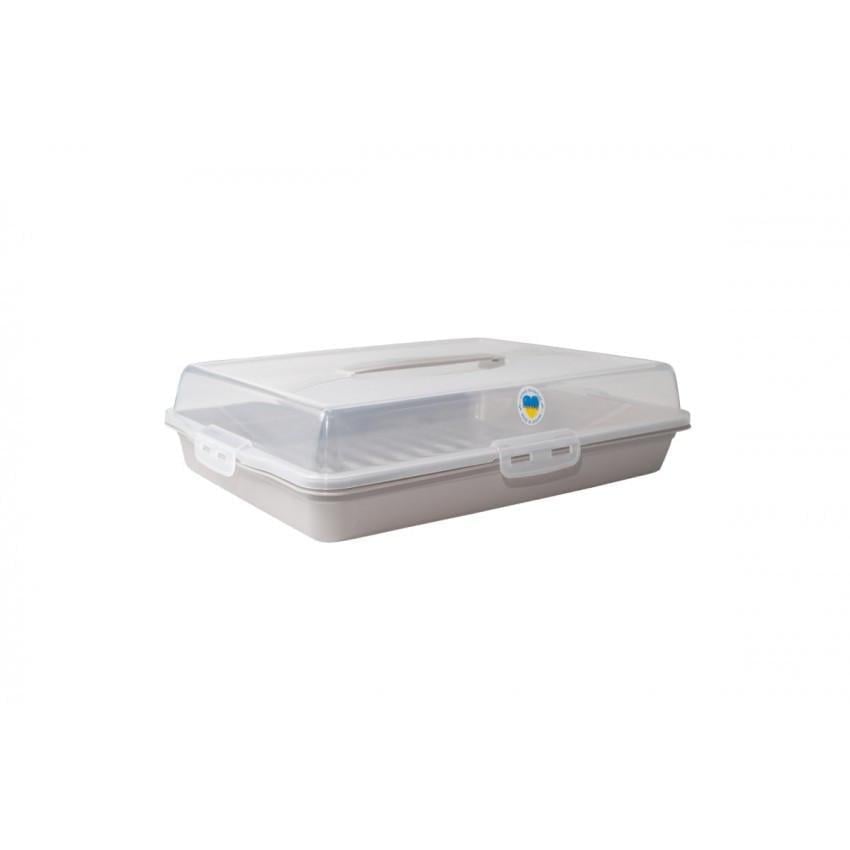 Тортовщица с крышкой Алеана 169057 прямоугольная 44x30x9,5 см Какао/Прозрачный (2289280865)