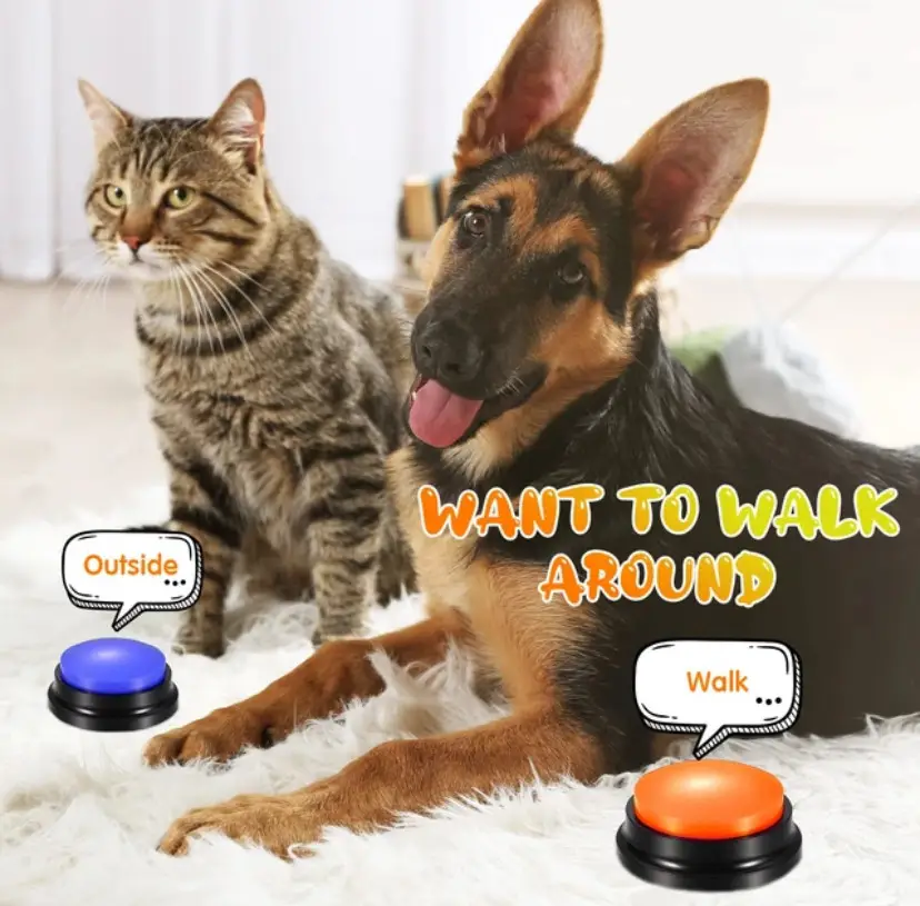 Звукова кнопка для собак та котів Pet Button з голосовою командою 9x4,5 см Помаранчевий (MK001047) - фото 3 Звукова кнопка для собак та котів Pet Button з голосовою командою 9x4,5 см Помаранчевий (MK001047) - фото 3