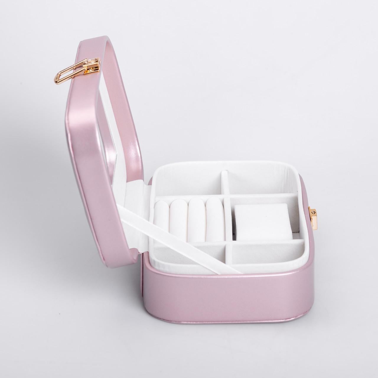 Скринька для прикрас з еко шкіри з дзеркалом 20x14x7 см (6714)